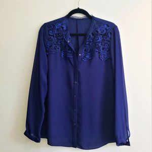 Tahari Lace Luna Blouse Sz M!